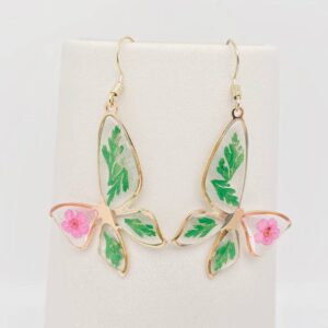 Narcissus & Ferns Butterfly Pressed Flowers Earrings - PDF