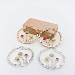 Stereoscopic Enamel Mushroom Huggie Earrings