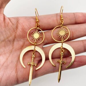 Bohemian Earrings Star Moon Pendant Ring Dagger Earrings -MS
