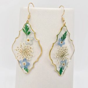 Geometric Pressed Plant Dried Flower Dangle Earrings