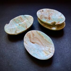 Blue aragonite worry stone