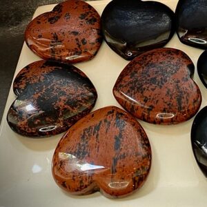 Red (Mahogany) Obsidian hearts
