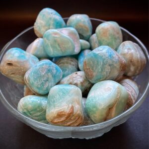 Blue aragonite tumbles