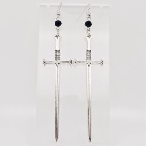 Silver Sword Pendant Earrings - GT