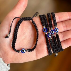Black Macrame Evil eye bracelet