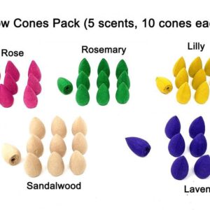 Backflow cones (sandalwood, lavender, rose, Lilly, rosemary) 50ct