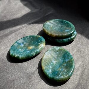 Moss agate worry stone