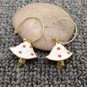 Mushroom Hoop Earrings white.