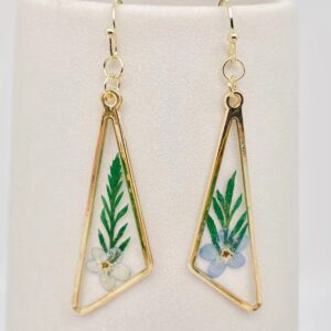 Dried Flower Myosotis Sylvatica Pressed Plant Earrings.