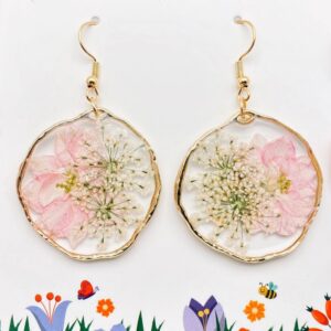 Delphinium & Queen Anne's Lace Dried Flowers Earrings