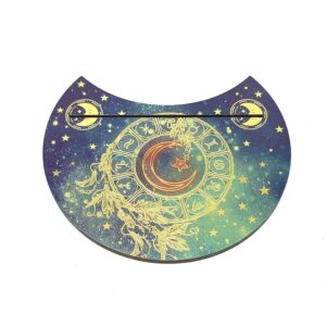 Wooden Crescent Tarot Card Holder Moon Zodiac 5"D Design D