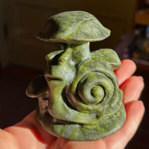 Serpentine Snail & Mushrooms carving