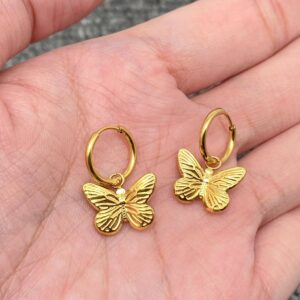 FGS - 18K Gold Plated Stainless Steel Butterfly Huggie