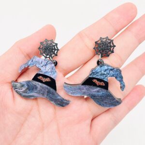 Halloween Bat Witch Hat Spider Web Post Earrings