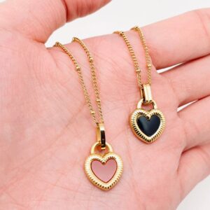 Double Sided Heart Pendant 18K Gold Plated