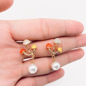 Pearl Mushroom Ear Srtuds S925 Silver Post Earrings