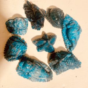 Blue apatite sea carving