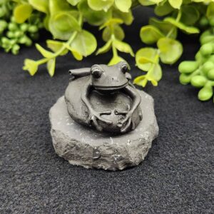 Shungite Figurine Frog on Stone(2.5x2x1.75")(EMF Protection)