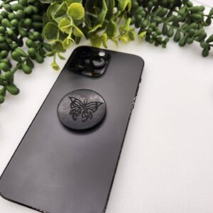 Shungite EMF Cell Phone Tile Engraved with Butterfly-40mm