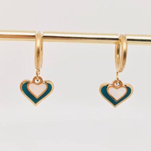 Double Heart-shaped Enamel Stainless Steel Hoop Earring