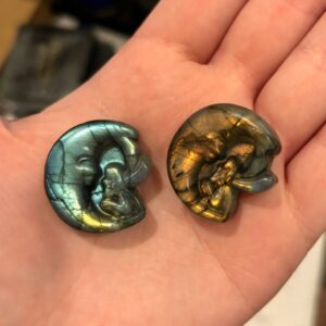 Labradorite Moon and Fairy Carving