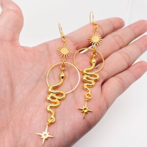 Bohemian Circle Golden Snake Earrings
