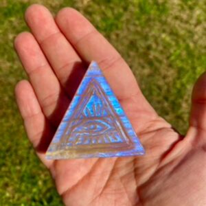 Evil eye carving moonstone