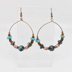 Large Circle Colorful Handmade Beaded Natural Stone Earrings