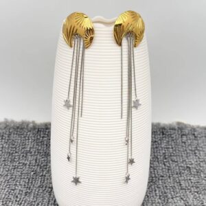 Star Fringe 18K Gold Plated S.Steel Moon Earrings - FGS/MS