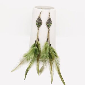 Long Feather Tassel Dangle Earrings