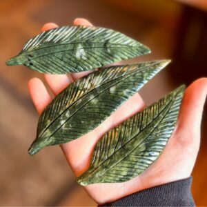 Green Jade Leaf Carving